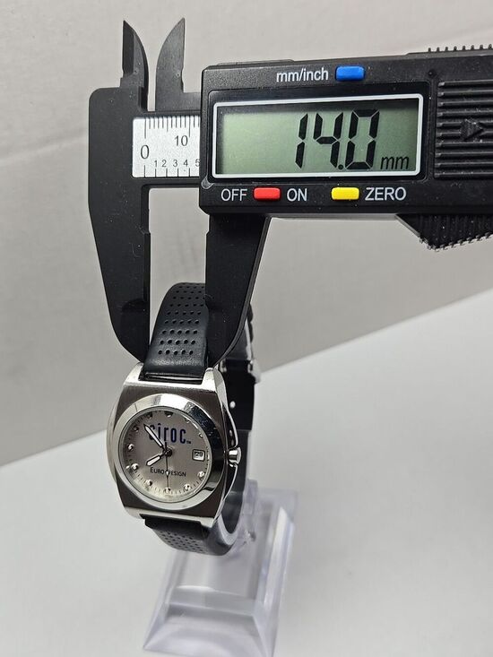 Ciroc Euro Design Womens Quartz Date Watch 30mm Silver Black Strap New Battery main image 4